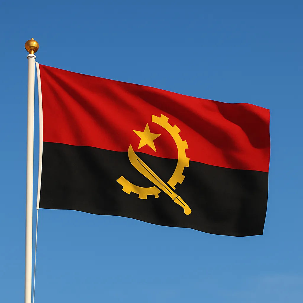 Sewn Angola Flag – premium woven polyester, professional quality for long-term external display.