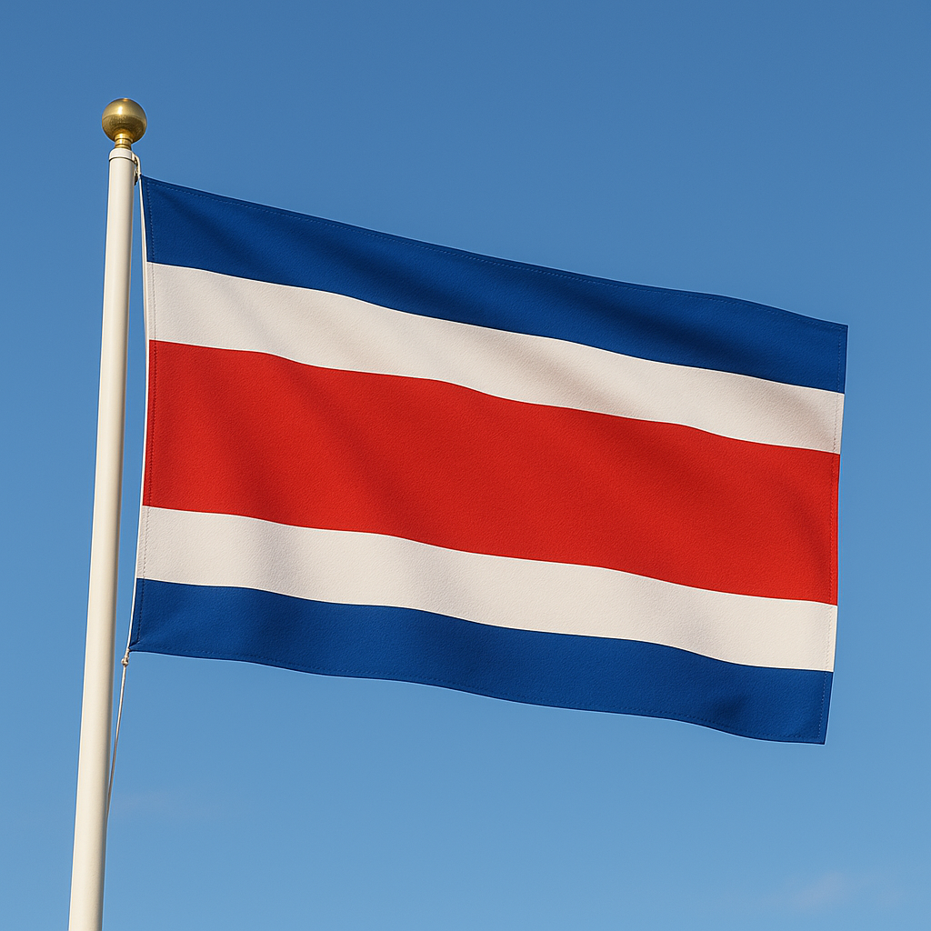 Sewn Costa Rica Flag – premium woven polyester, professional quality for long-term external display.