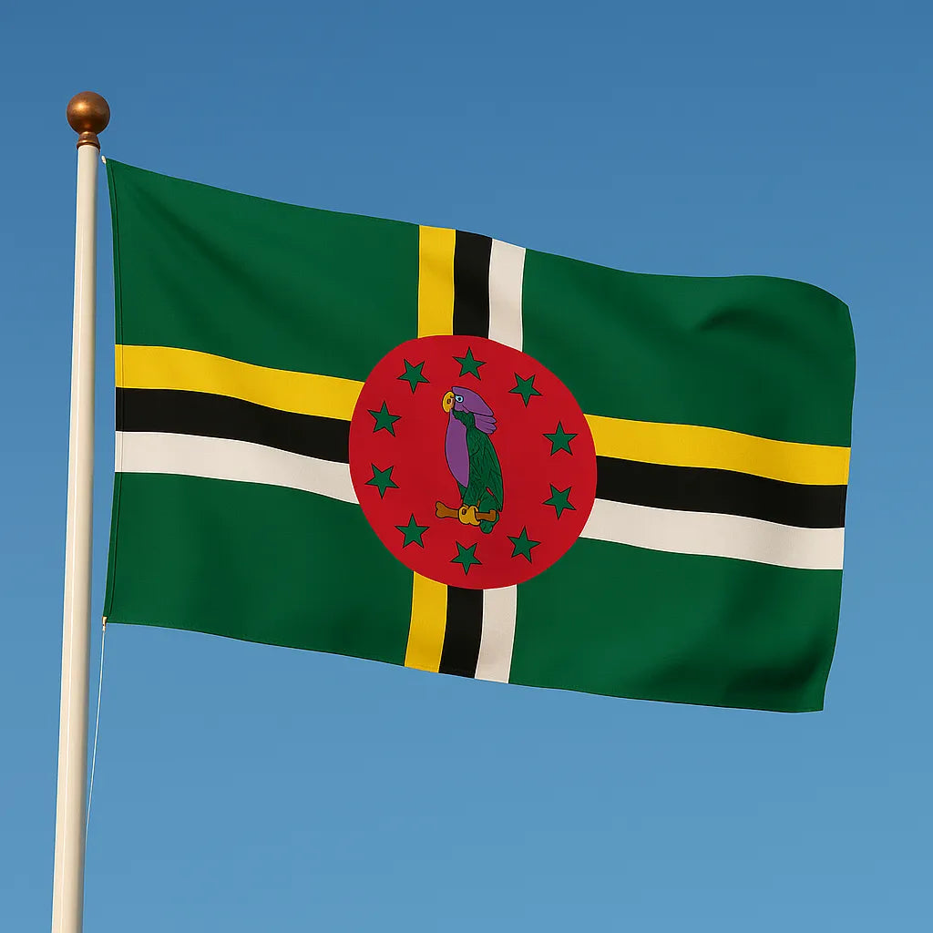 Sewn Dominica Flag – premium woven polyester, professional quality for long-term external display.
