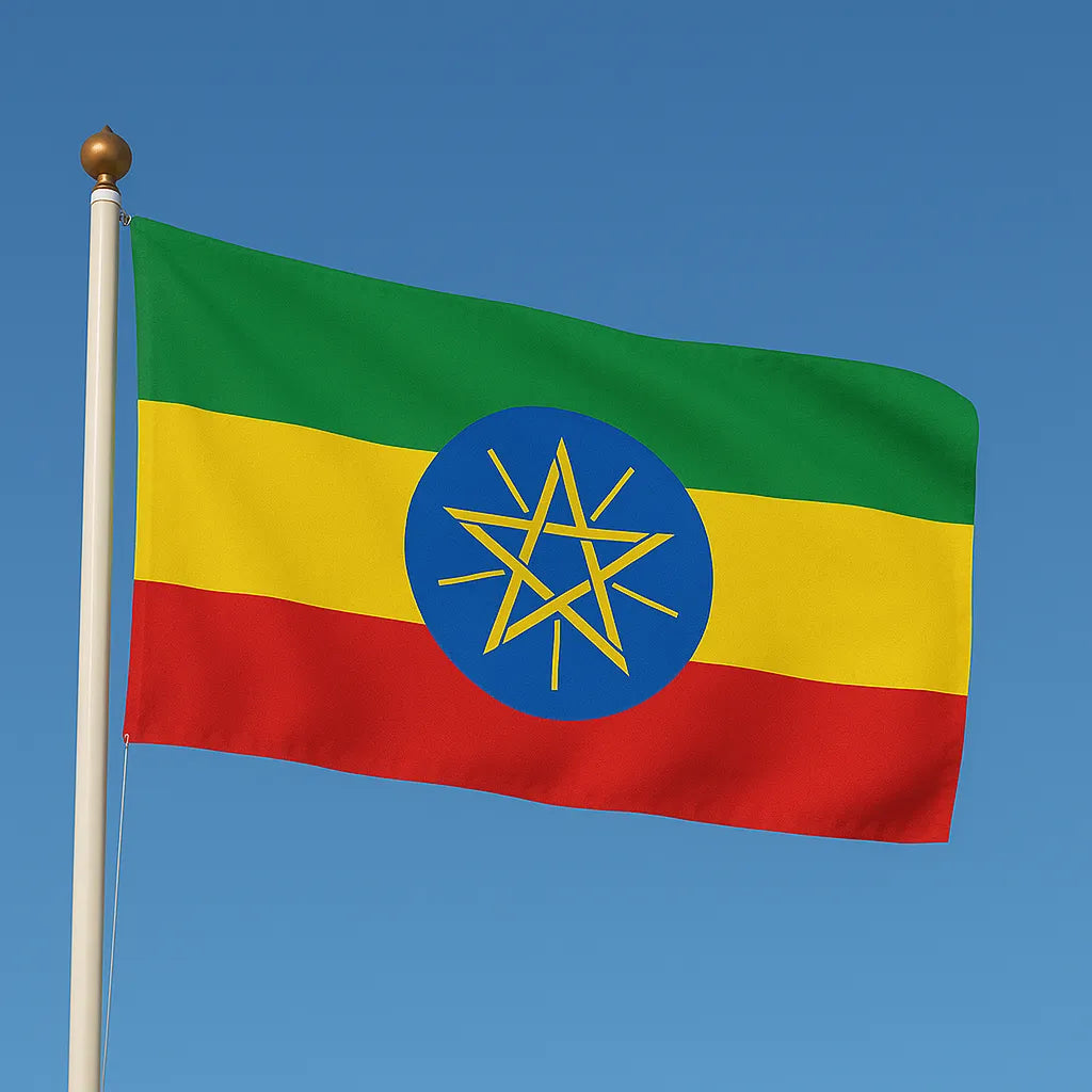 Sewn Ethiopia Flag – premium woven polyester, professional quality for long-term external display.