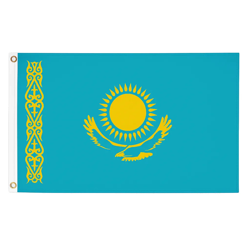 Kazakhstan novelty flag – national design with brass eyelets, ships from the UK