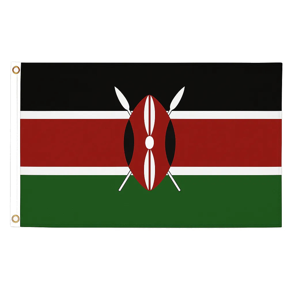 Kenya novelty flag – national design with brass eyelets, ships from the UK