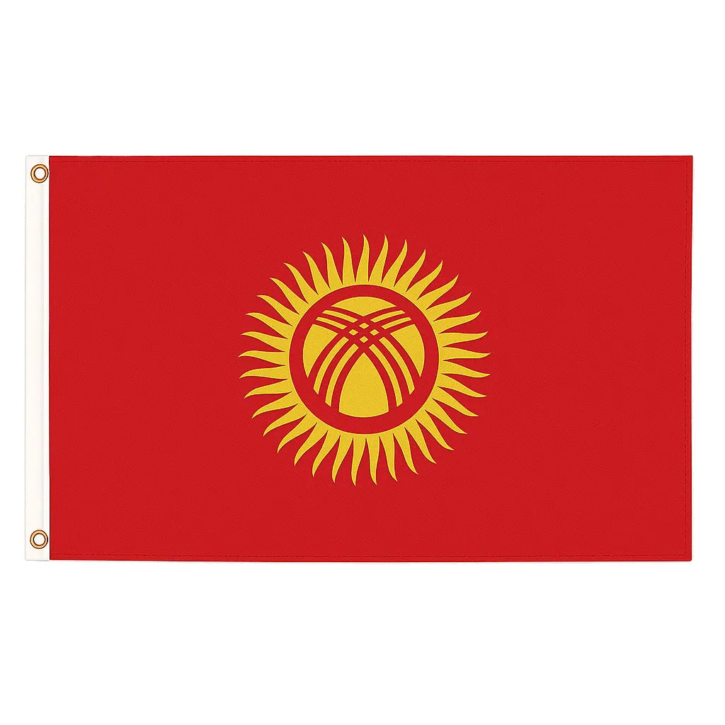 Kyrgyzstan novelty flag – national design with brass eyelets, ships from the UK