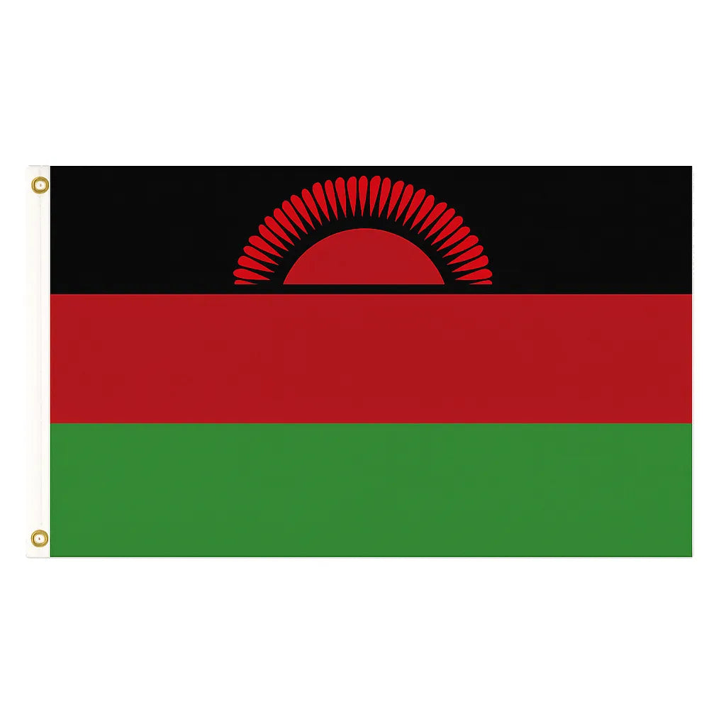 Malawi novelty flag – national design with brass eyelets, ships from the UK