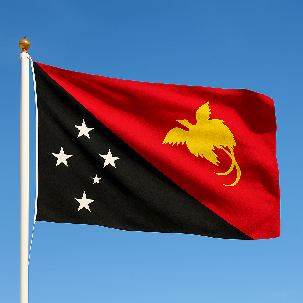 Sewn Papua New Guinea Flag – premium woven polyester, professional quality for long-term external display.