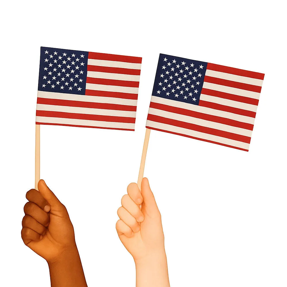 United States of America Handwaving Flags