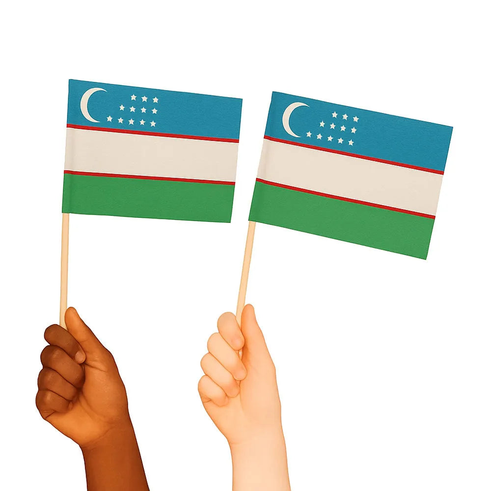 Uzbekistan Handwaving Flags