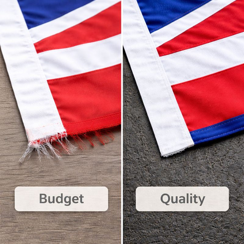 Cheap Flag v Quality Flag Close up