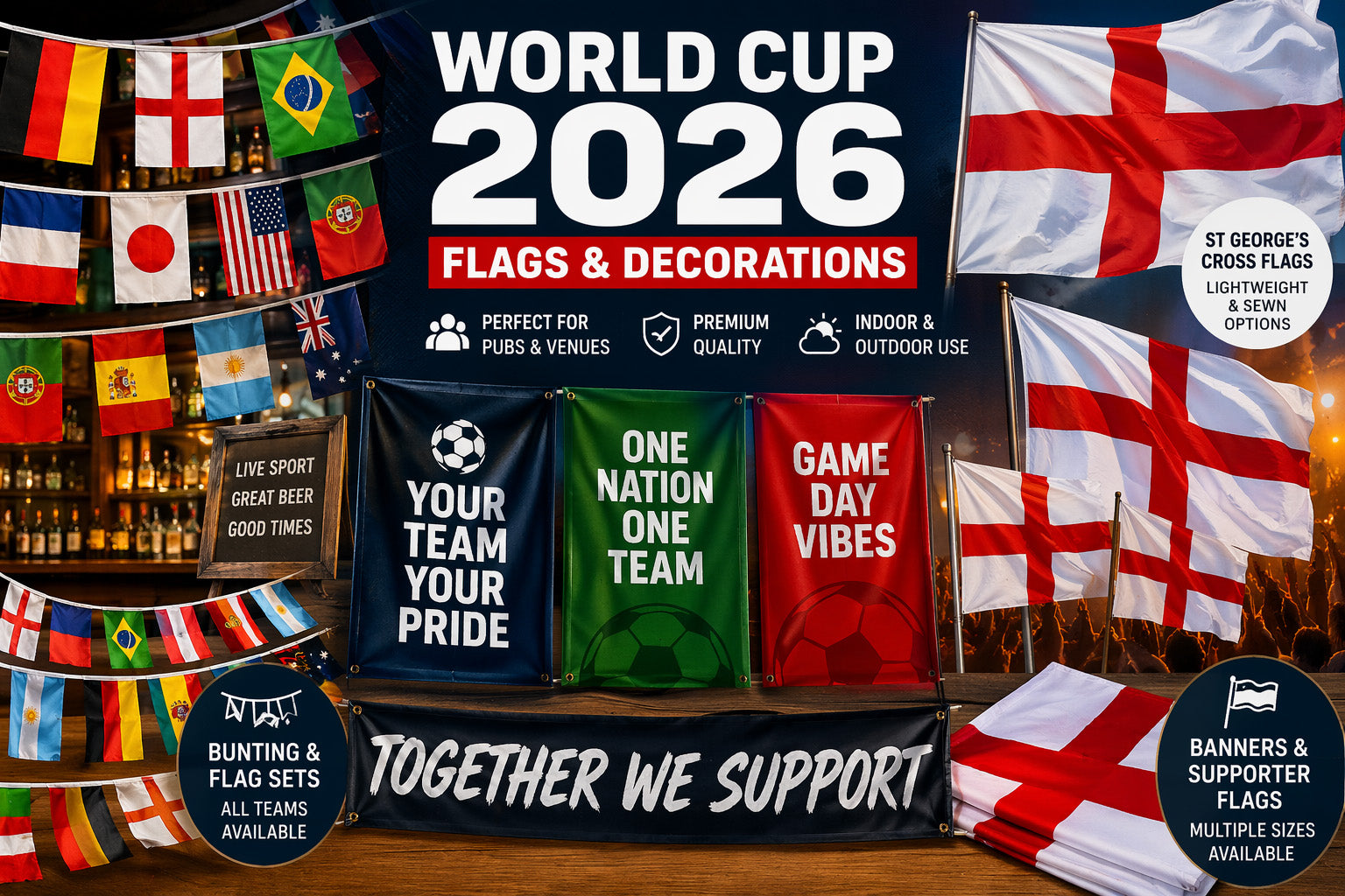Get Ready for the 2026 Football Tournament - Flags &amp; Decorations for Pubs, Venues and Supporters