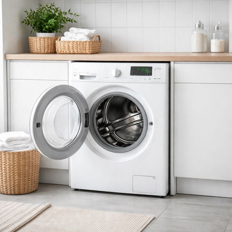 Flag Washing Guide - washing machine in a kitchen