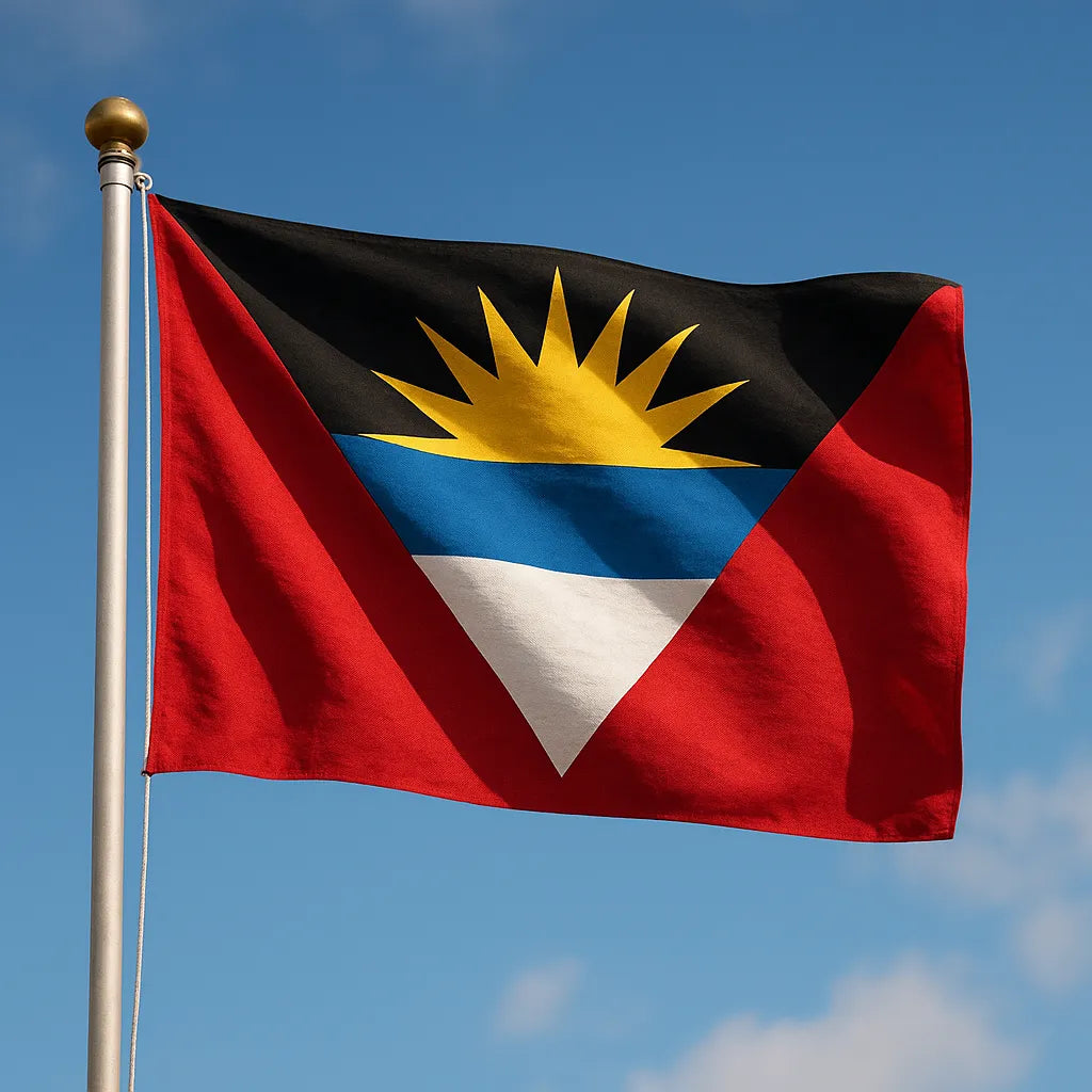 Sewn Antigua & Barbuda Flag – premium woven polyester, professional quality for long-term external display.