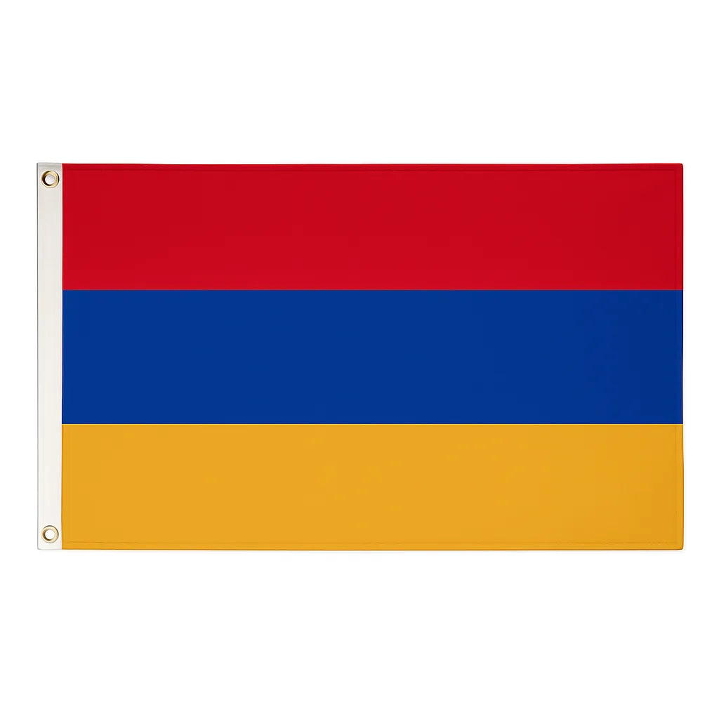 Armenia novelty flag – red, blue, and orange tricolour with brass eyelets, ships from the UK