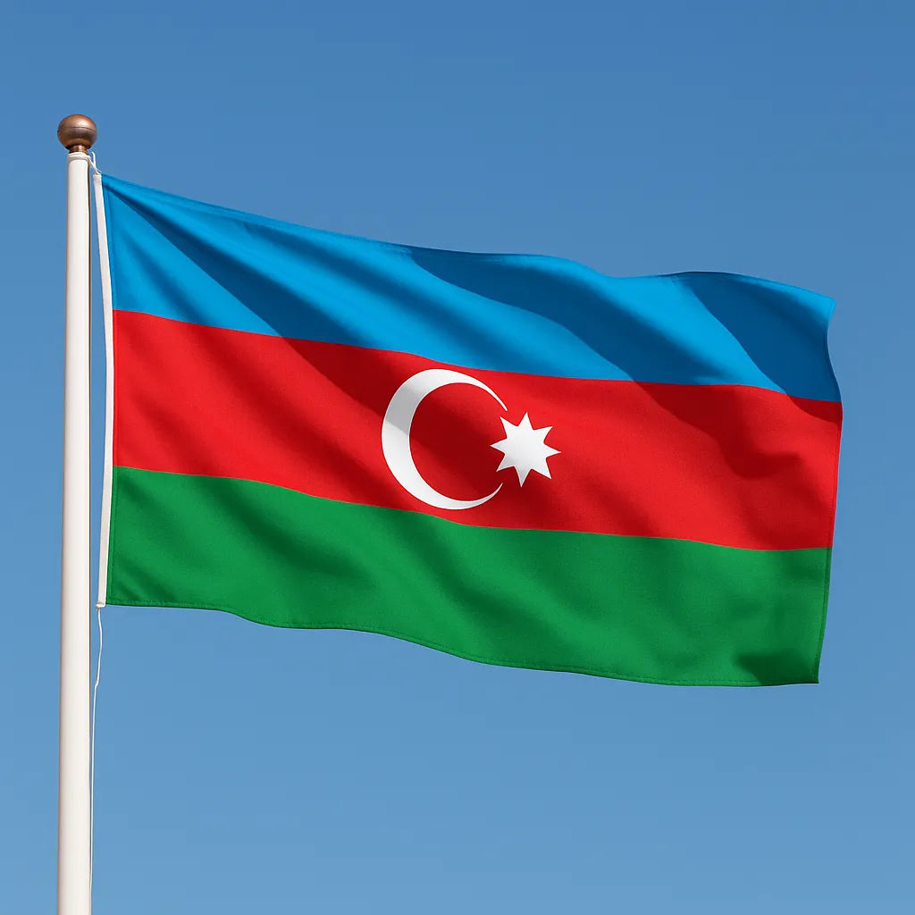 Sewn Azerbaijan Flag – premium woven polyester, professional quality for long-term external display.