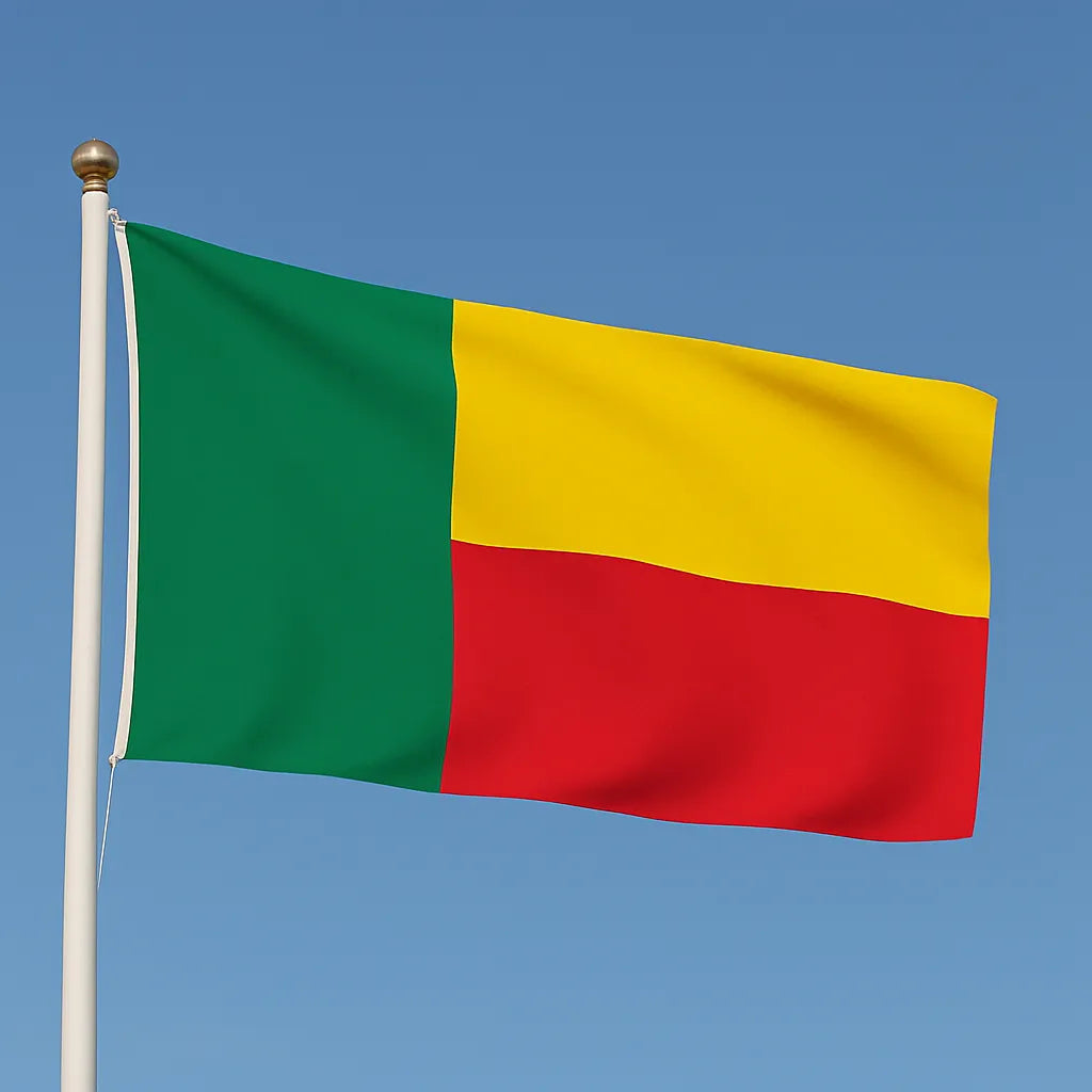Sewn Benin Flag – premium woven polyester, professional quality for long-term external display.