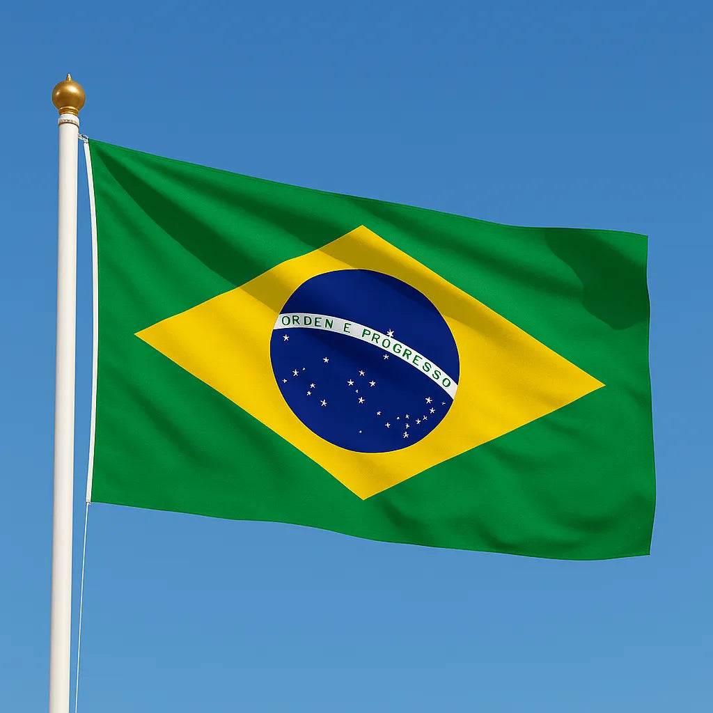 Sewn Brazil Flag – premium woven polyester, professional quality for long-term external display