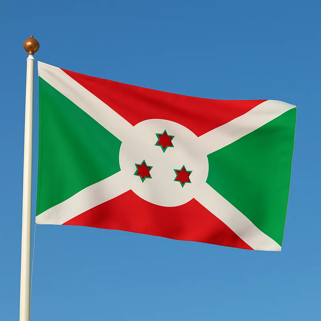 Sewn Burundi Flag – premium woven polyester, professional quality for long-term external display.