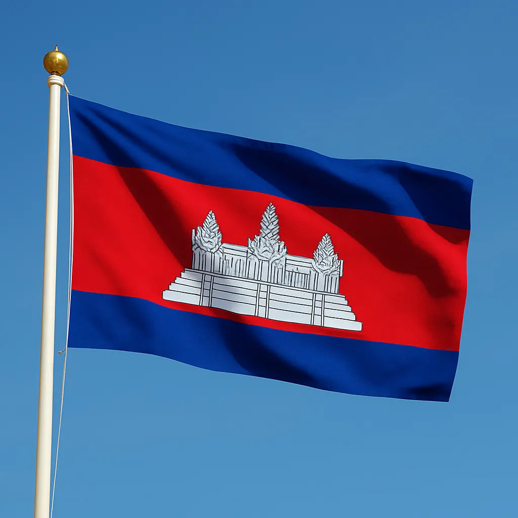 Sewn Cambodia Flag – premium woven polyester, professional quality for long-term external display.