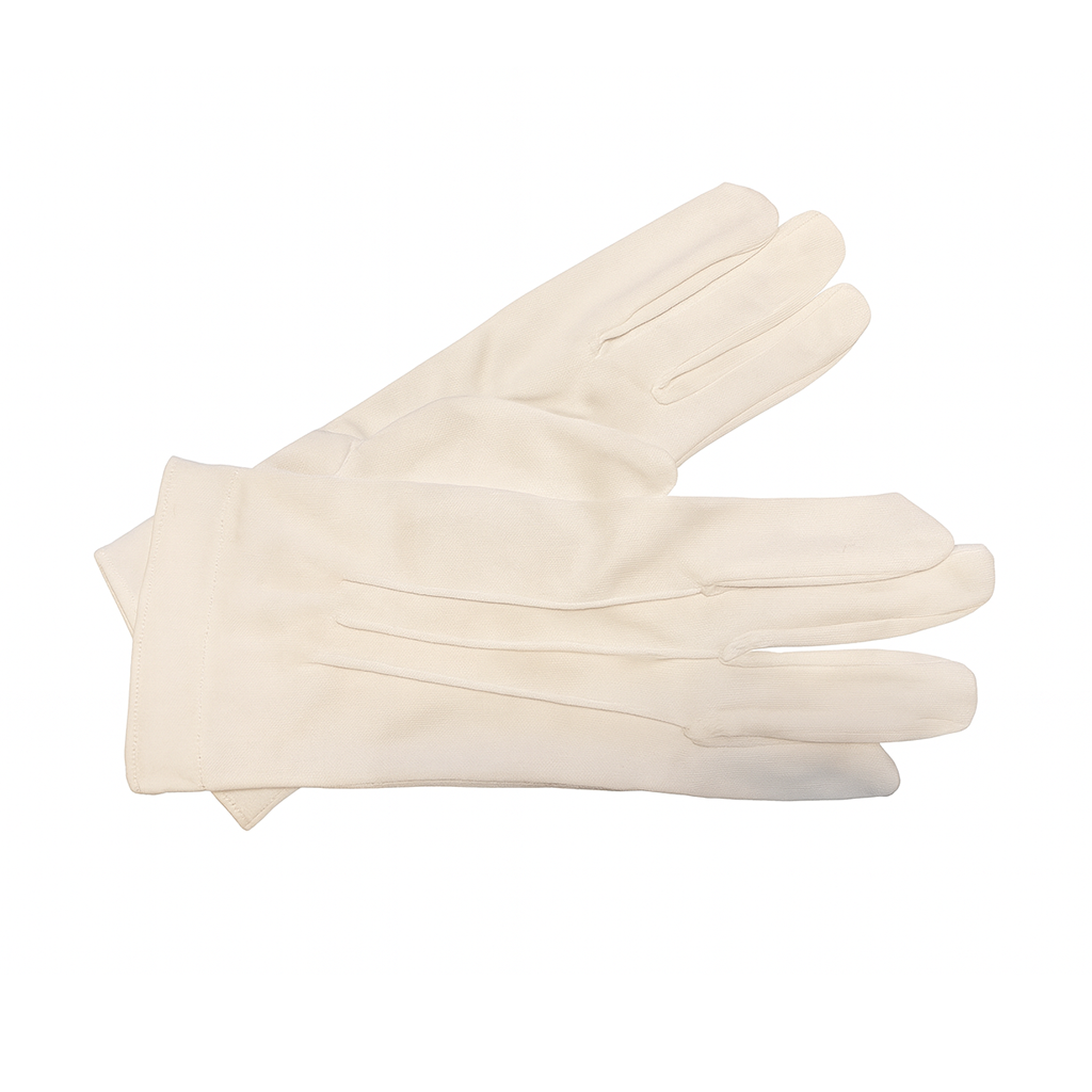 Pair of white cotton ceremonial gloves for parade and flag bearers