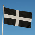 High quality Cornwall Flag (St Piran’s Flag) with white cross on a black background, durable outdoor flag.