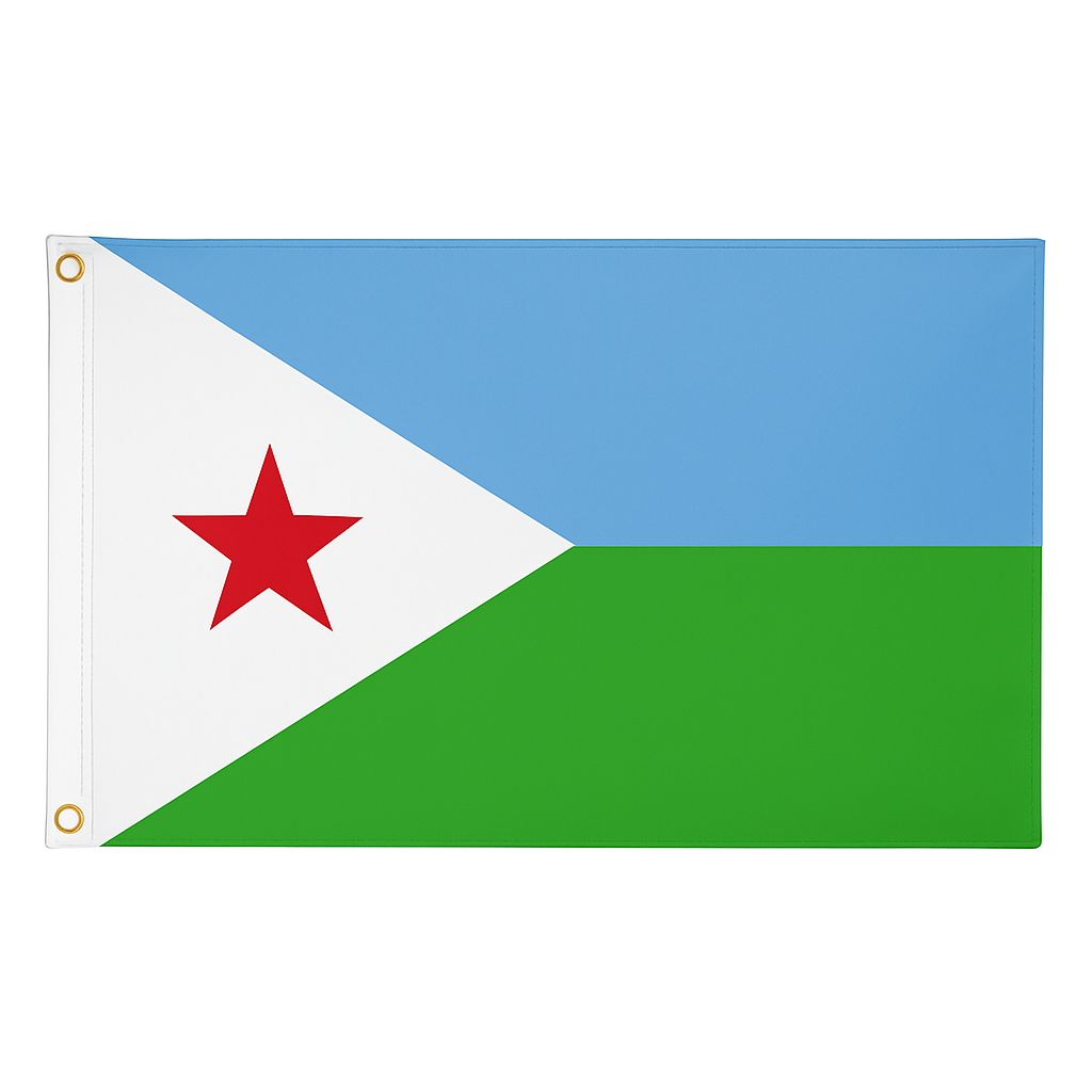 Djibouti novelty flag – national design with brass eyelets, ships from the UK