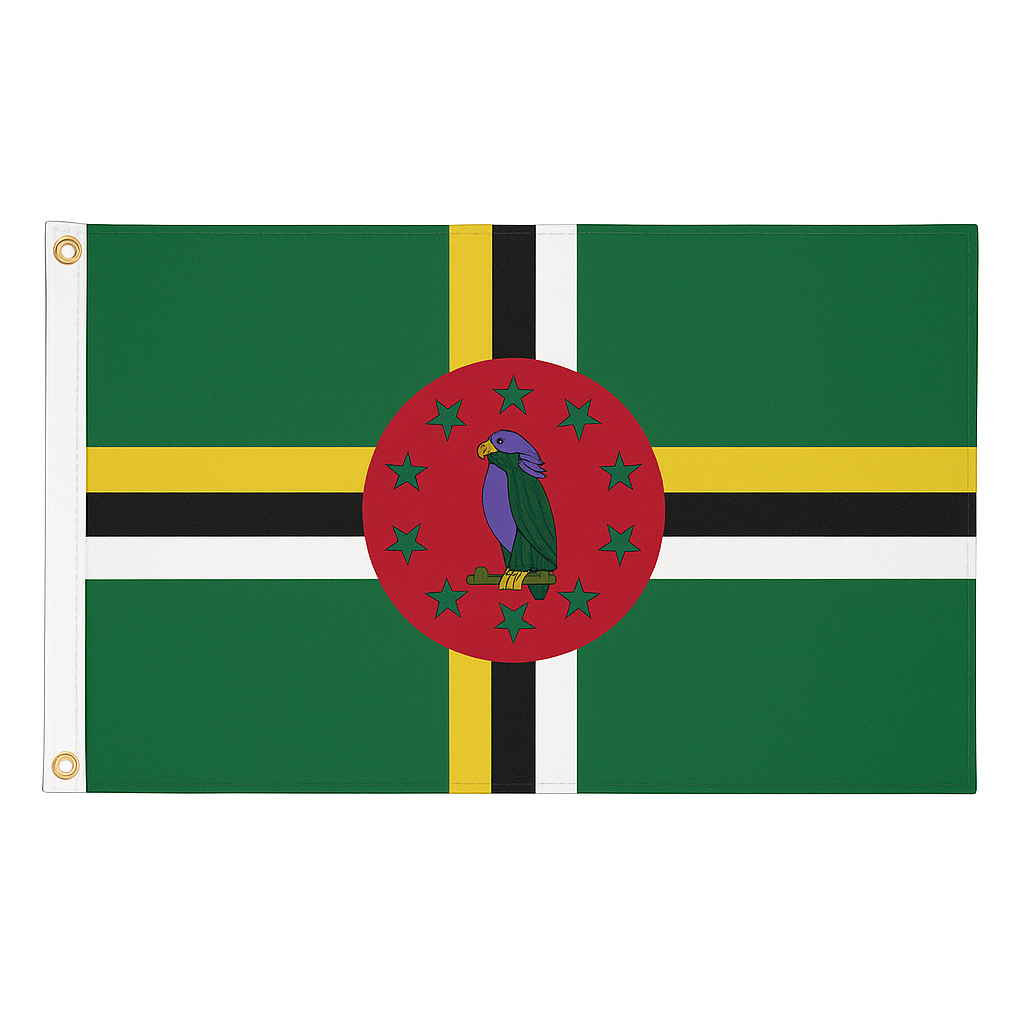 Dominica novelty flag – national design with brass eyelets, ships from the UK