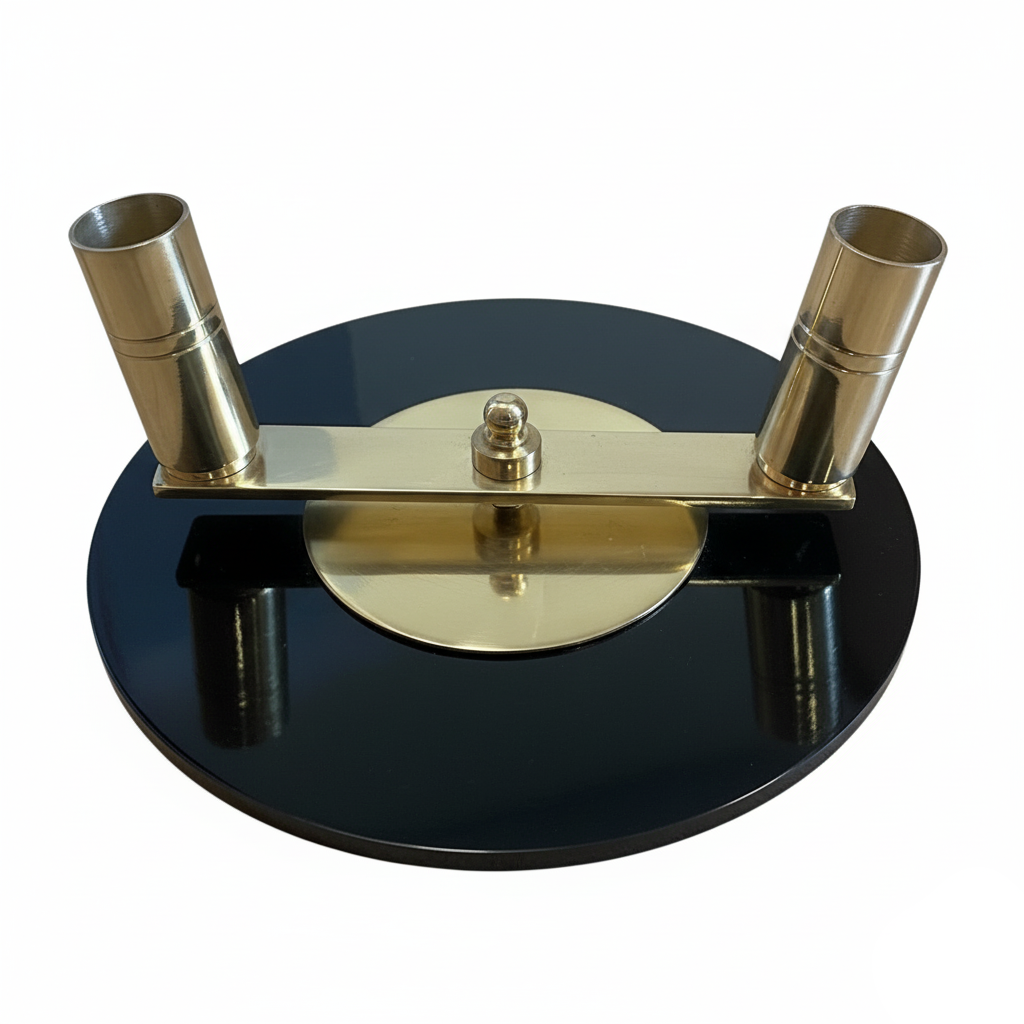 Double ceremonial flagpole base for two indoor flagpoles side by side