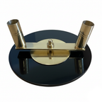 Double ceremonial flagpole base for two indoor flagpoles side by side