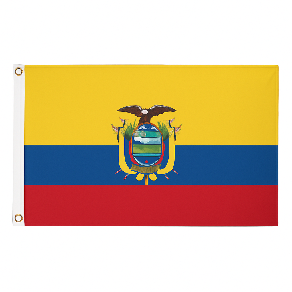 Ecuador novelty flag – national design with brass eyelets, ships from the UK