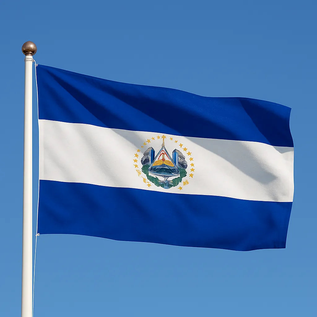Sewn El Salvador Flag – premium woven polyester, professional quality for long-term external display.