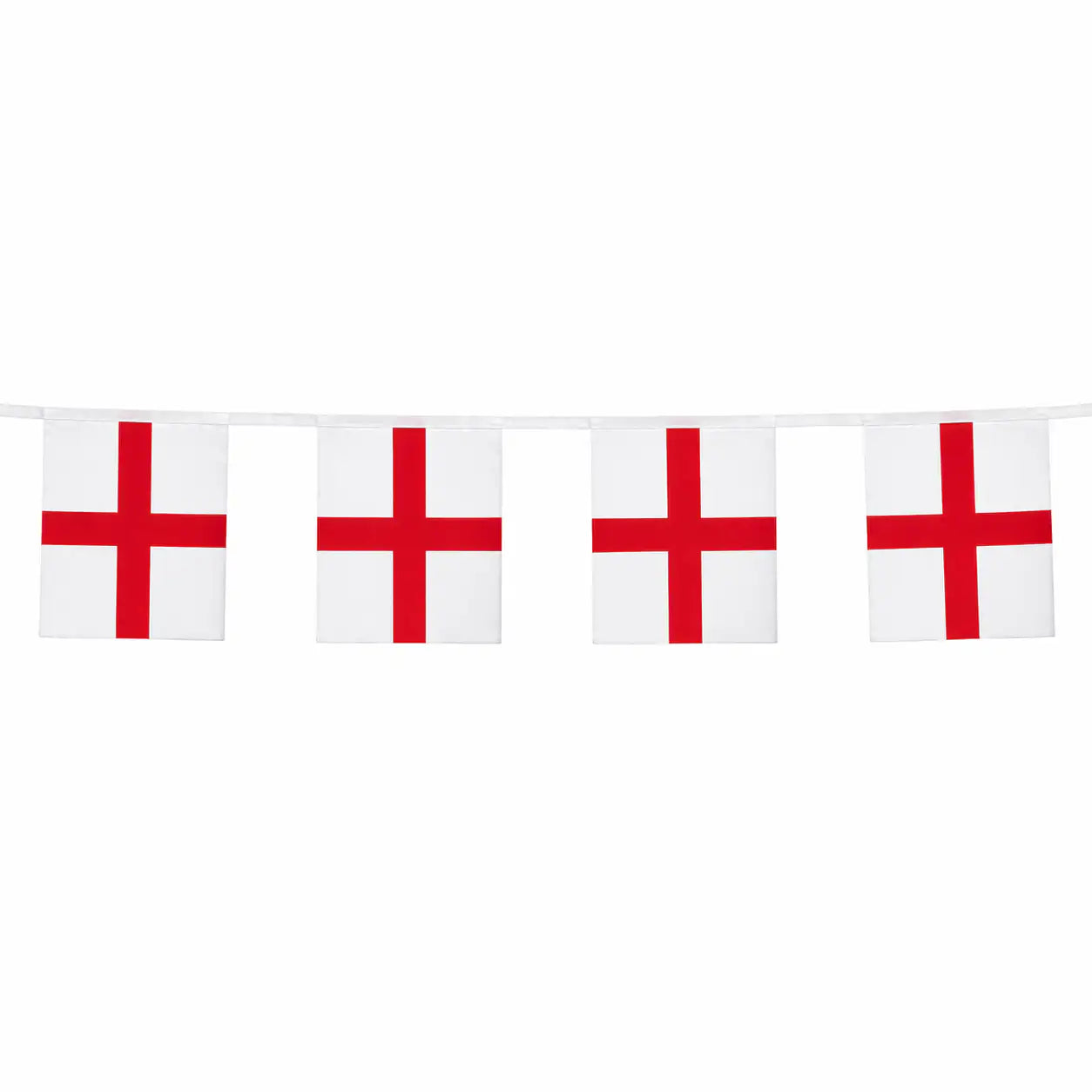 String of St. George's Cross flags on a white background