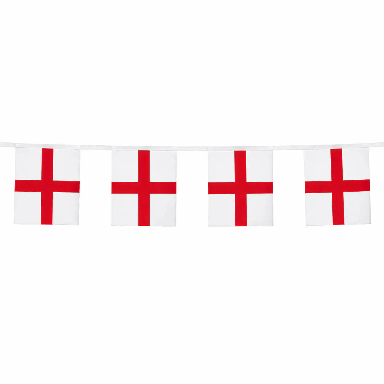String of St. George's Cross flags on a white background