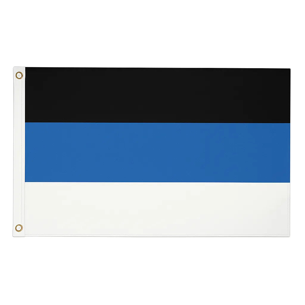 Estonia flag – blue, black, and white tricolour with brass eyelets