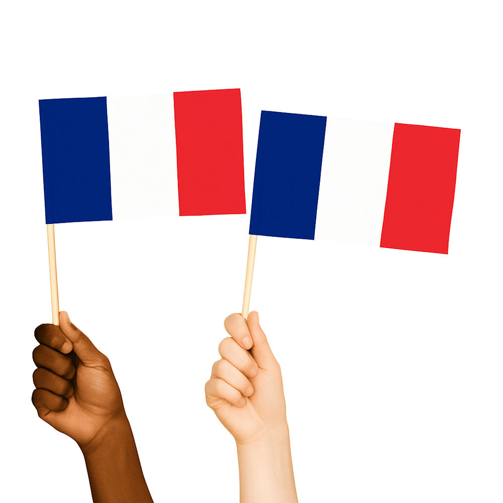 France Handwaving Flags