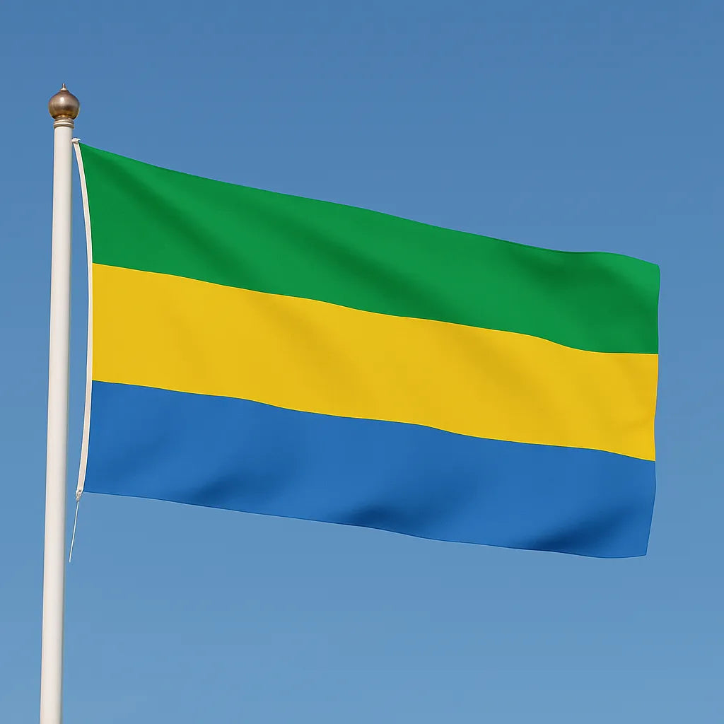 Sewn Gabon Flag – premium woven polyester, professional quality for long-term external display.