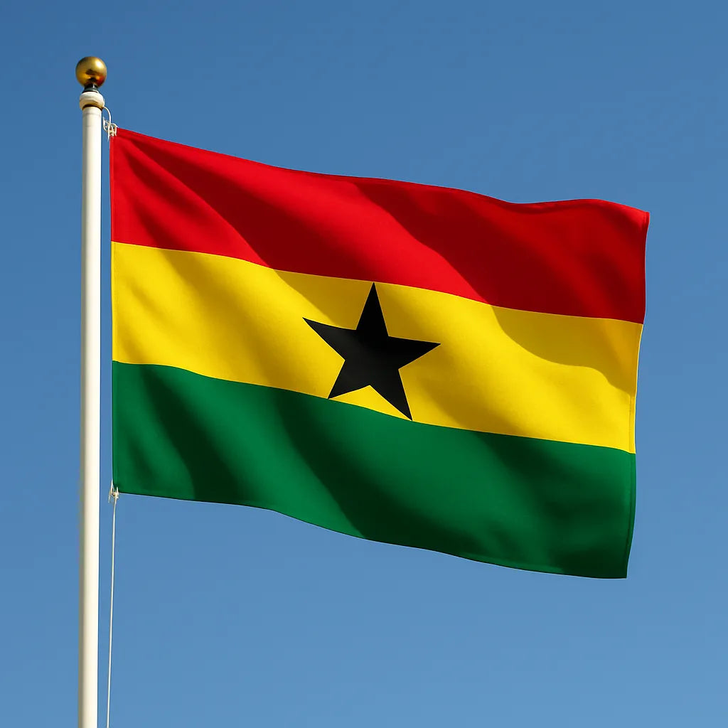 Sewn Ghana Flag – premium woven polyester, professional quality for long-term external display.