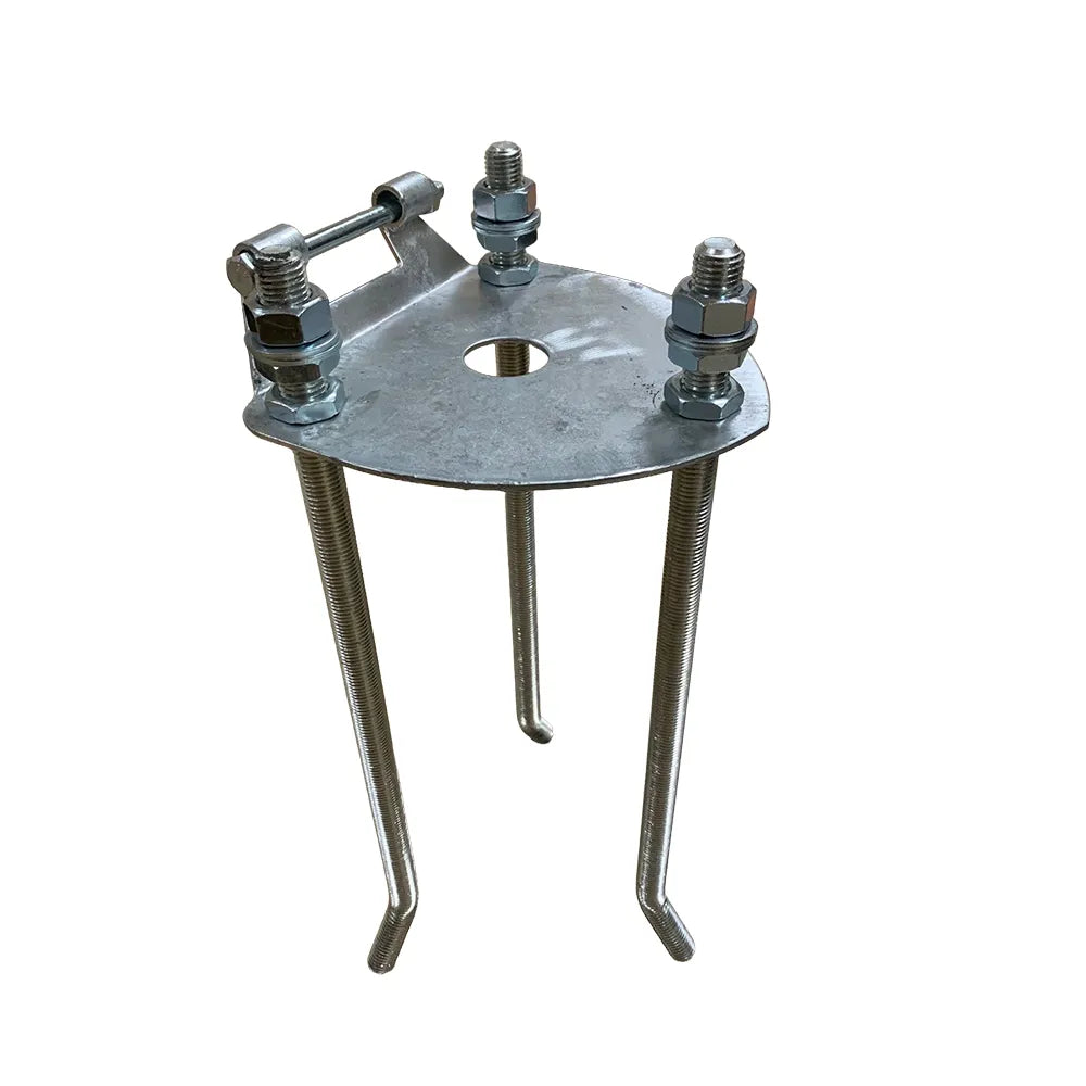 Flagpole hinged base plate with galvanised ground plate, hinge pin and three M20 anchor rods