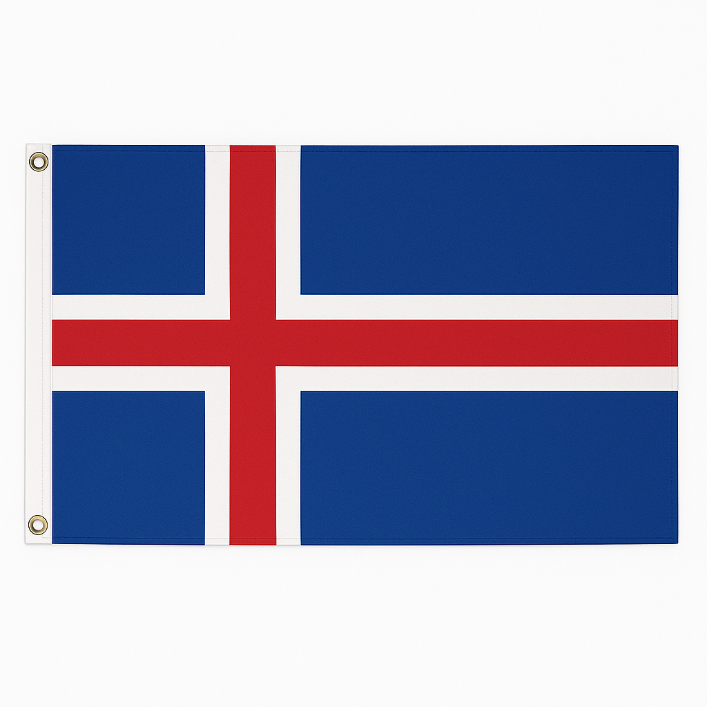 Iceland novelty flag – national design with brass eyelets, ships from the UK