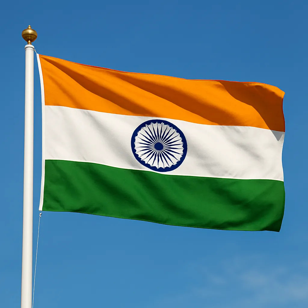 Sewn India Flag – premium woven polyester, professional quality for long-term external display.