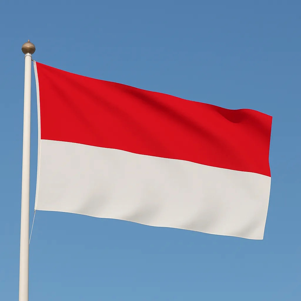 Sewn Indonesia Flag – premium woven polyester, professional quality for long-term external display.