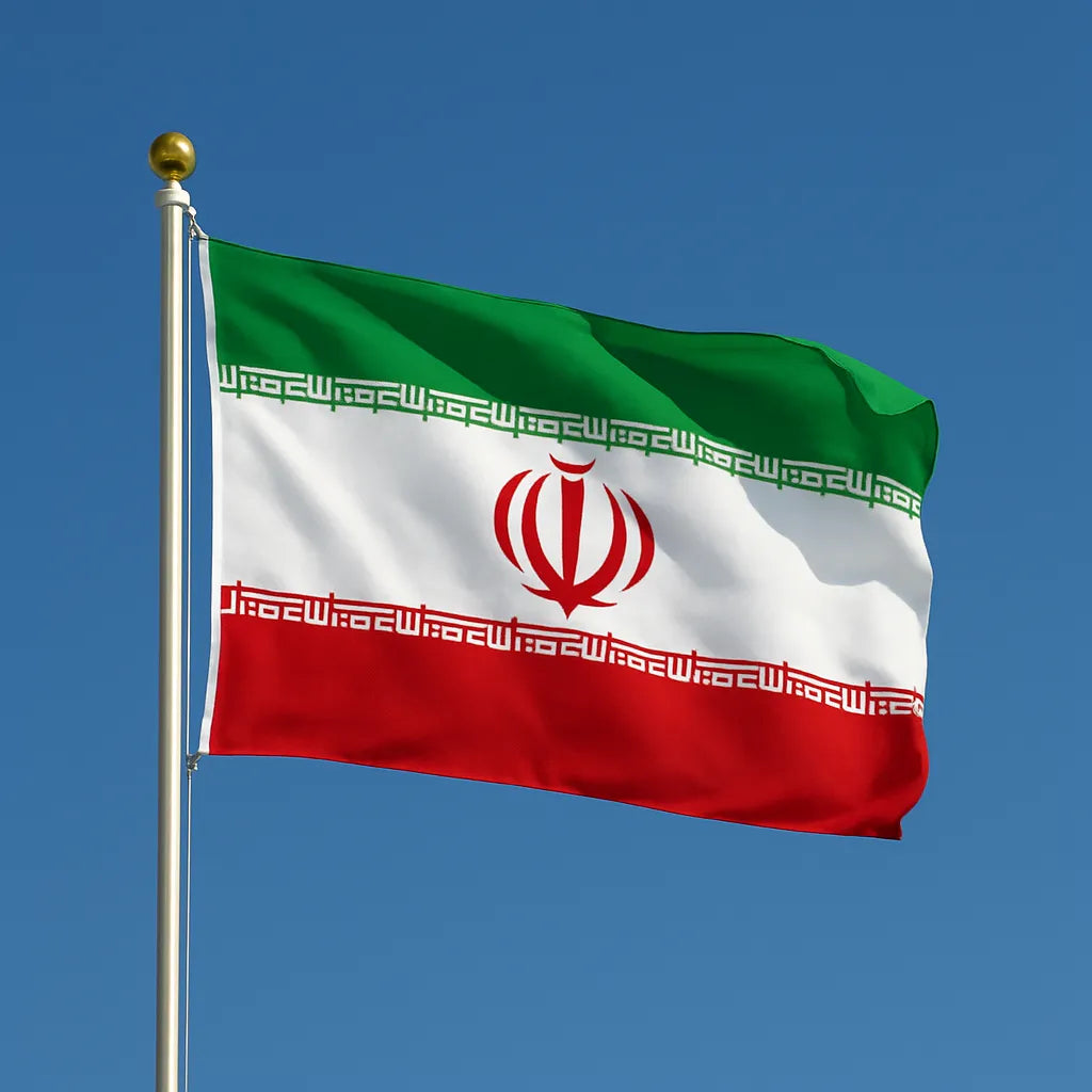Sewn Iran Flag – premium woven polyester, professional quality for long-term external display.