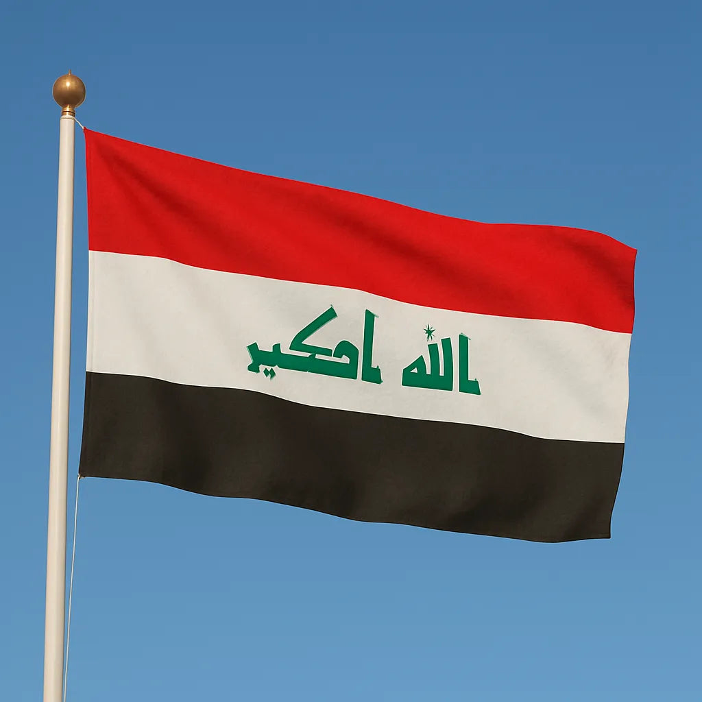 Sewn Iraq Flag – premium woven polyester, professional quality for long-term external display.