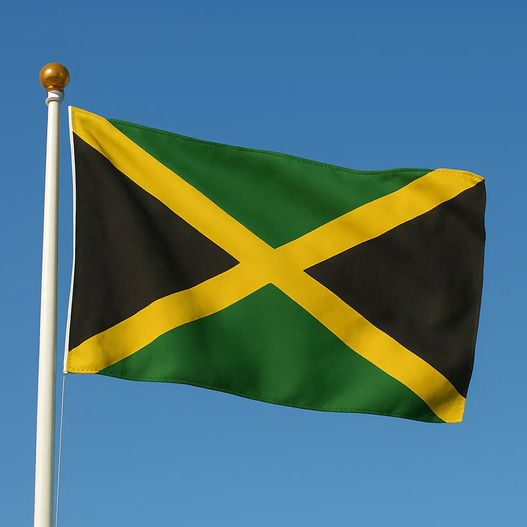 Sewn Jamaica Flag – premium woven polyester, professional quality for long-term external display.