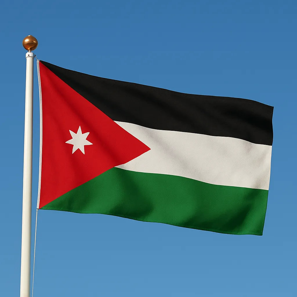 Sewn Jordan Flag – premium woven polyester, professional quality for long-term external display.