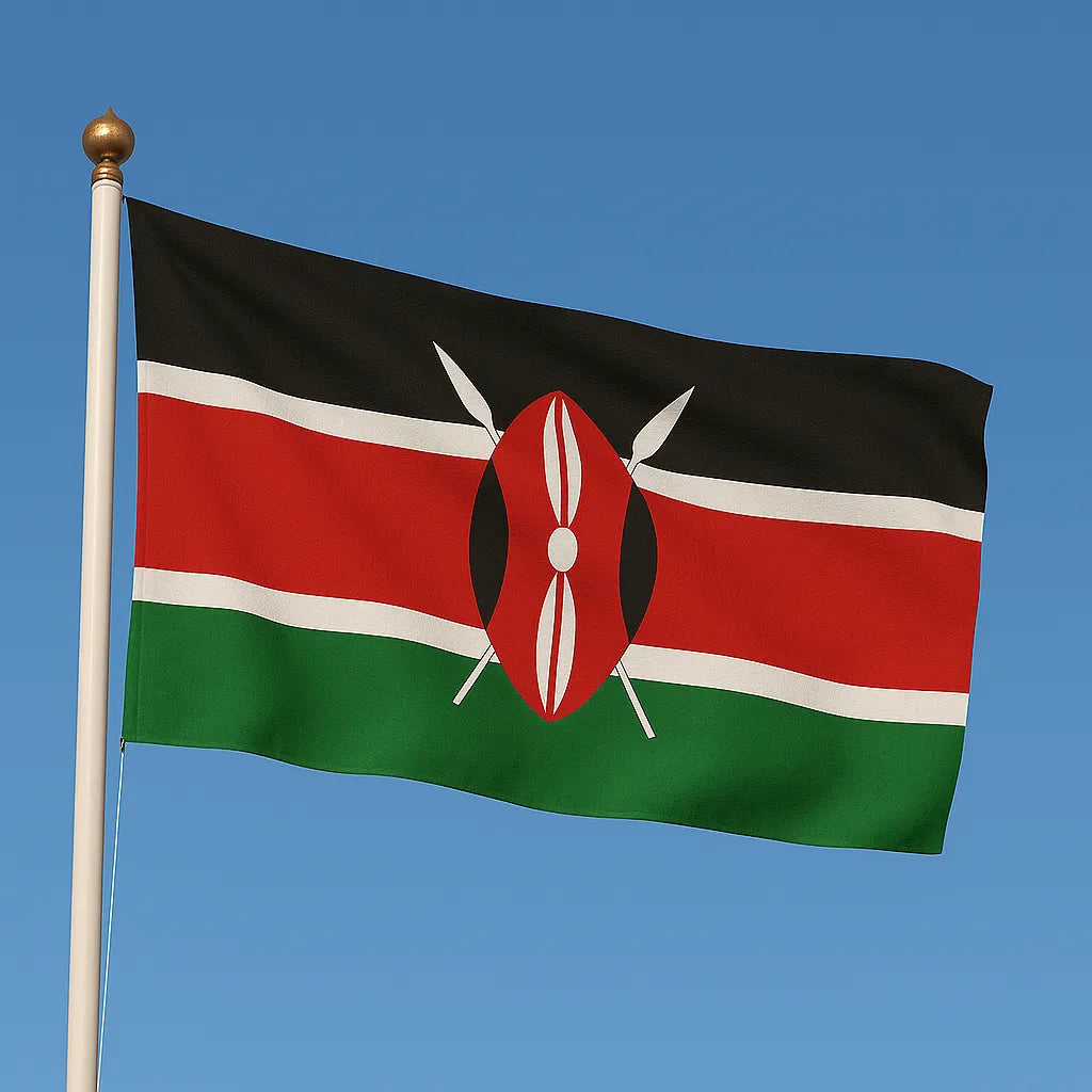 Sewn Kenya Flag – premium woven polyester, professional quality for long-term external display.