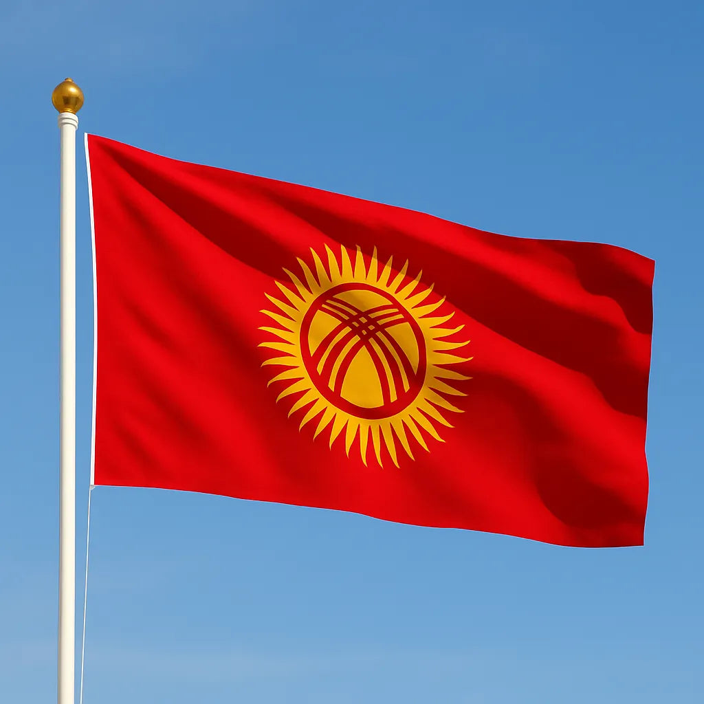 Sewn Kyrgyzstan Flag – premium woven polyester, professional quality for long-term external display.