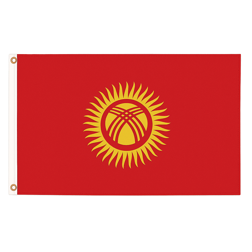 Kyrgyzstan novelty flag – national design with brass eyelets, ships from the UK