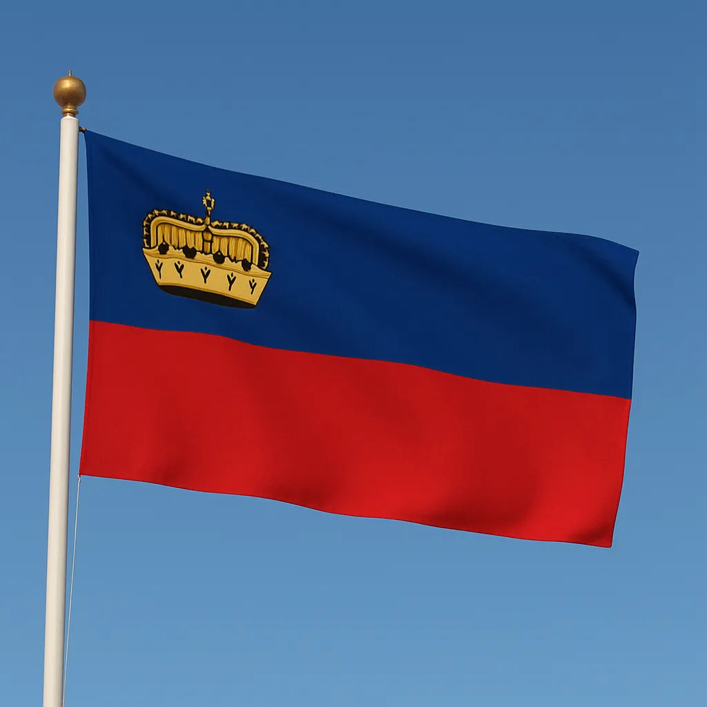 Liechtenstein Flag Flying on a flagpole