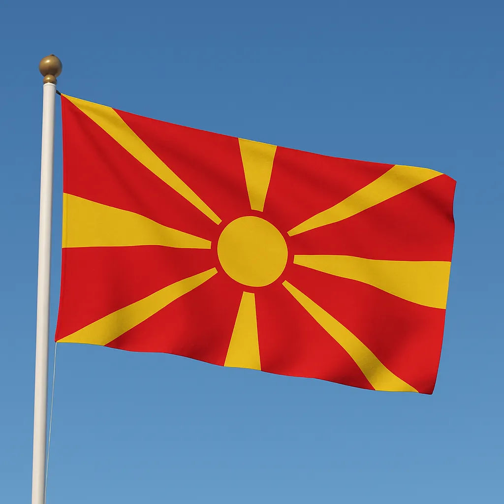 Sewn Macedonia Flag – premium woven polyester, professional quality for long-term external display.