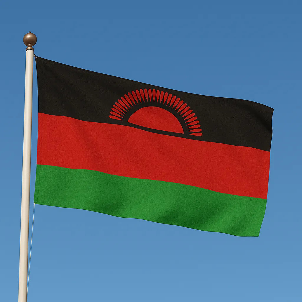 Sewn Malawi Flag – premium woven polyester, professional quality for long-term external display.