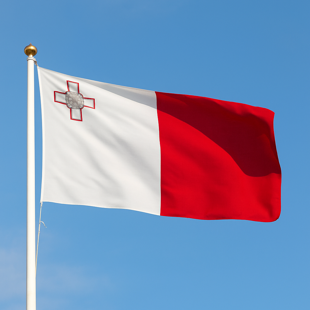 Malta Flag flying on a flagpole